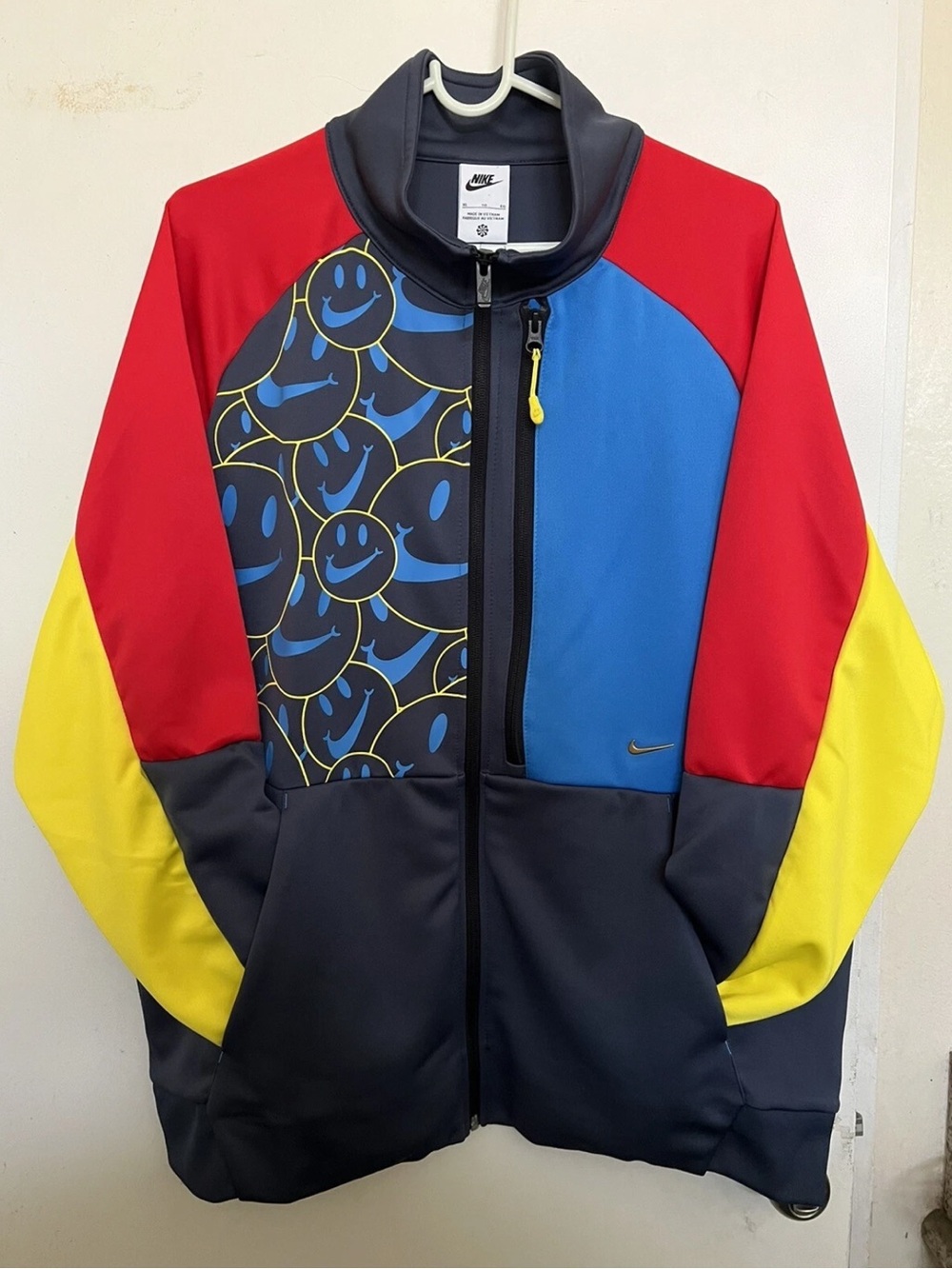 Nike Colorblock Smiley Face Track Jacket - Red Blue Yellow Black Size XLarge Men